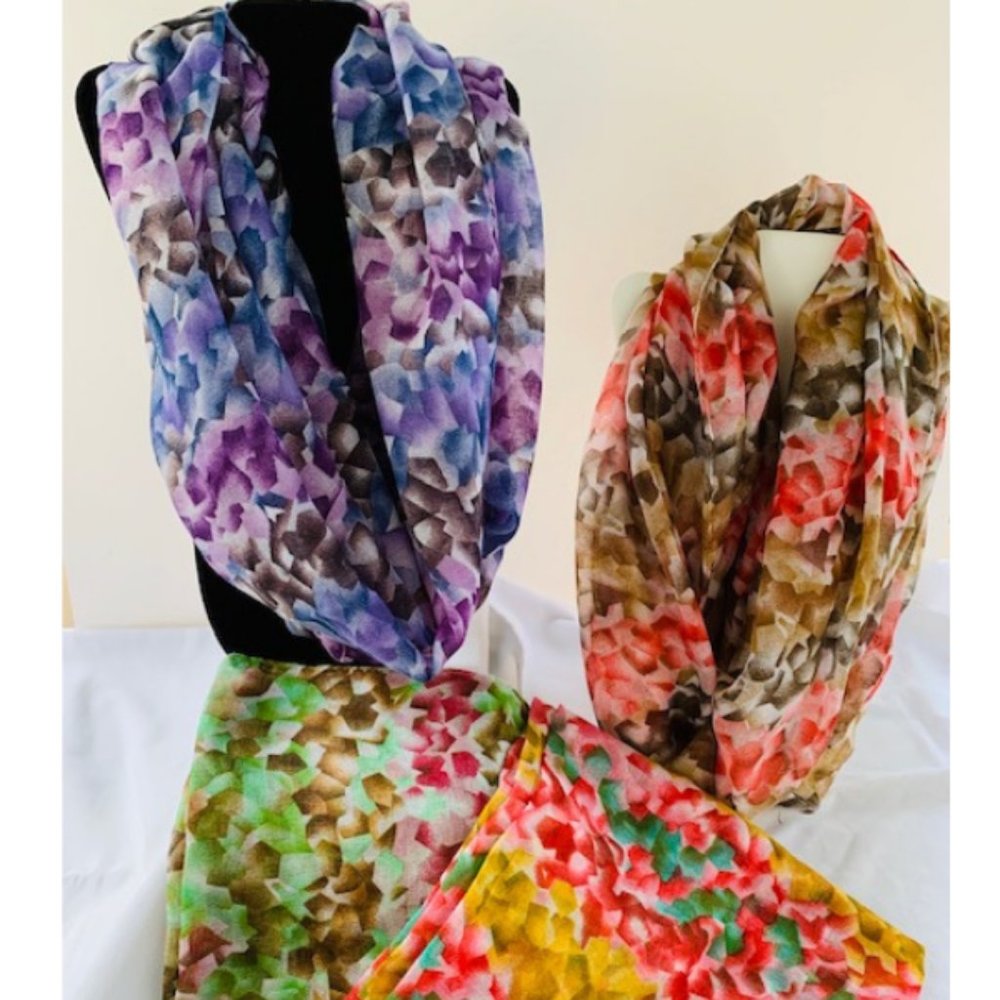 Multitone Print Infinity Scarf - Mustard - Picture 2 of 2